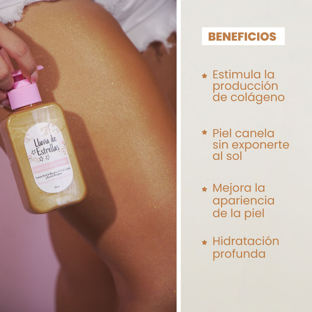 MANTEQUILLA CORPORAL BRONCEO LLUVIA DE ESTRELLAS CON COLOR